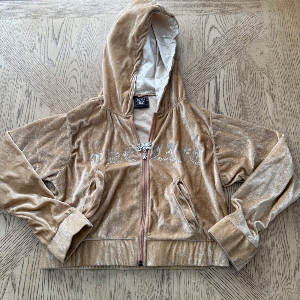 Ape Life Size Smallβ Rhinestone Bling Velour Zip Up Hoodie